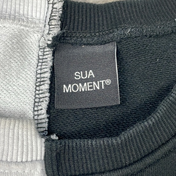 Suamoment 50 50 Split Colorblock Sweatshirt Shark Black White Sz M - Picture 7 of 10